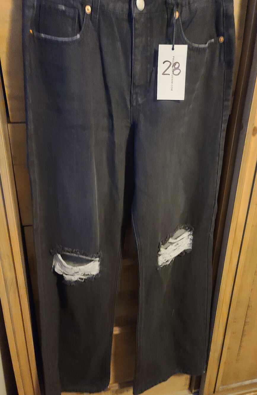 Brand Women's Straight Leg Distressed Black Jeans